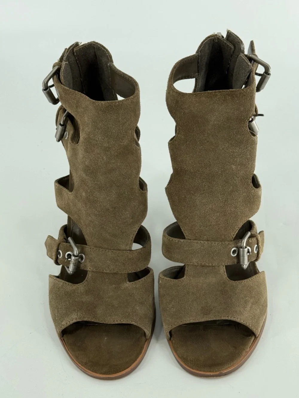 Marc Fisher‎ Olive Green Suede Strappy Sandals Heels 9